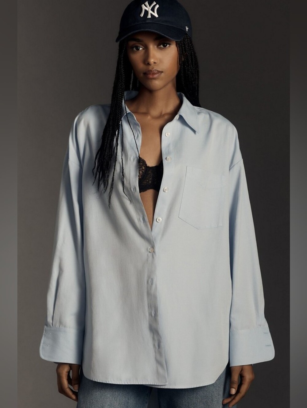 Anthropologie Light Blue Relaxed Button-Down Shirt Size L